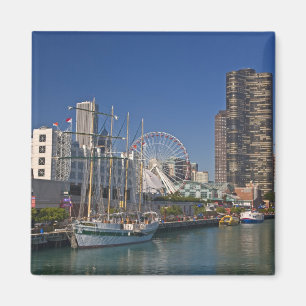 Blick auf Chicagos Marine Pier 2 Magnet