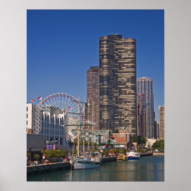 Blick auf Chicagos Marine Pier Poster (Vorne)