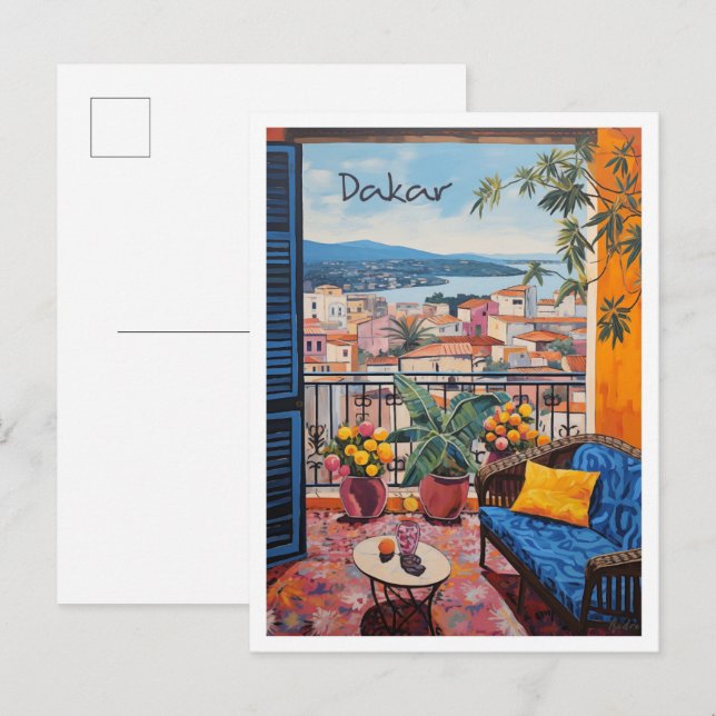 Blick auf Dakar Senegal Reise Ästhetik Postkarte (Vorne/Hinten)
