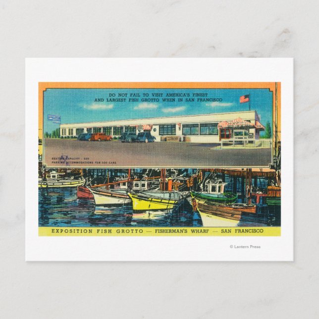 Blick auf das Ausstellungsfisch-Grotto Postkarte (Vorderseite)