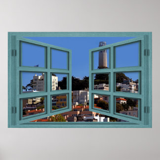 Blick auf das Coit Tower Window Poster