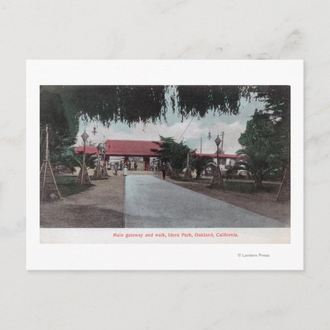 Blick auf das Main Gateway nach Idora ParkOakland, Postkarte (Vorderseite)