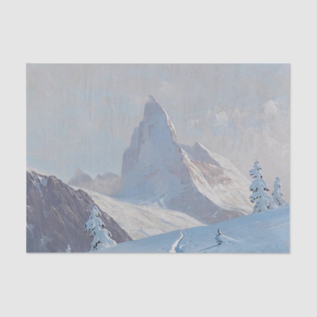 Blick auf das Matterhorn, Winterdekoutseite Seidenpapier (Vorderseite)