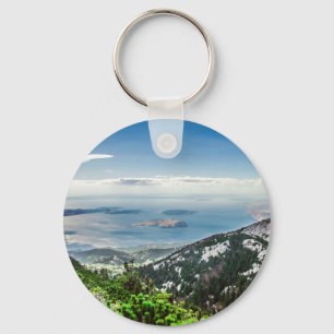 Blick auf das Meer von den Bergen Schlüsselanhänger