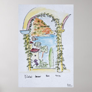 Blick auf das Mittelmeer   Eze, Frankreich Poster