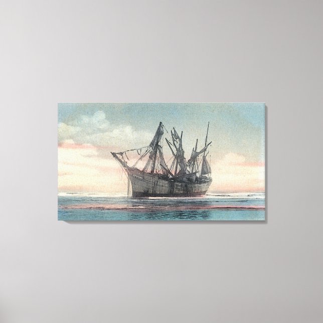Blick auf das Peter Iredale Shipwreck Leinwanddruck (Vorderseite)