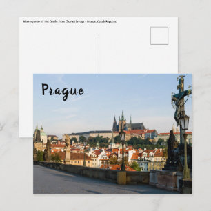 Blick auf das Schloss von der Karlsbrücke in Prag Postkarte