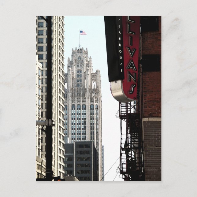 Blick auf das Wrigley-Gebäude Postkarte (Vorderseite)