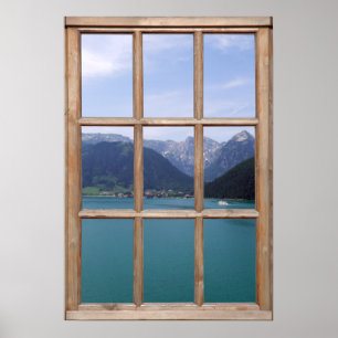 Blick auf den Alpensee von einem Fenster aus Poster