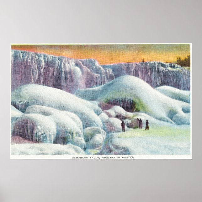 Blick auf den amerikanischen Fall im Winter Poster (Vorne)