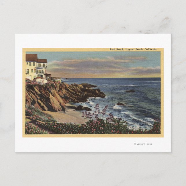 Blick auf den Arch Beach mit Blume Postkarte (Vorderseite)
