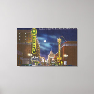 Blick auf den Broadway in der Nacht Leinwanddruck