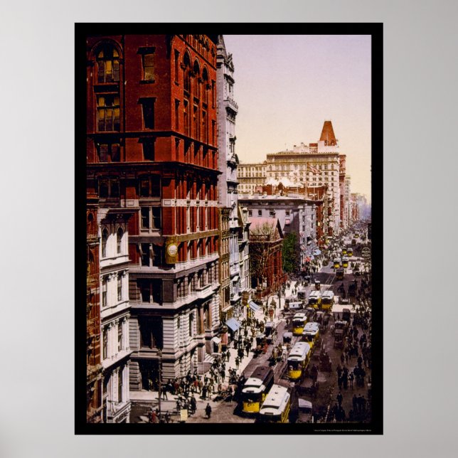 Blick auf den Broadway in New York City 1900 Poster (Vorne)