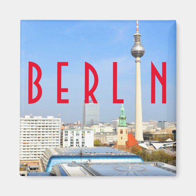 Blick auf den Fernsehturm in Berlin, Deutschland Magnet (Vorne)