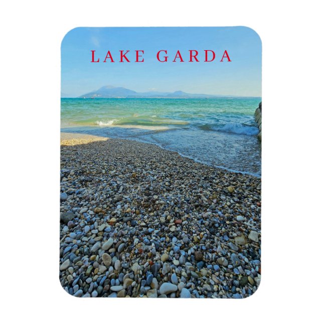 Blick auf den Gardasee - Kieselstrand Kühlschrankm Magnet (Vertikal)