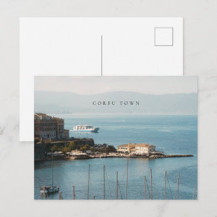 Blick auf den Hafen von Corfu-Stadt (horizontal) Postkarte