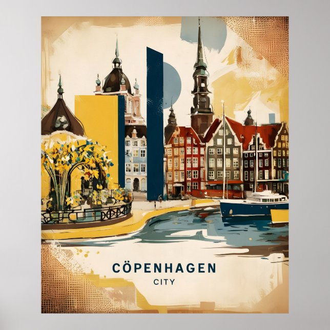 Blick auf den Hafen von Kopenhagen Poster (Vorne)