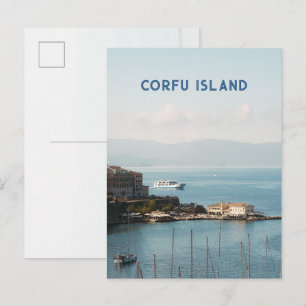 Blick auf den Hafen von Korfu-Stadt, Reise Postkarte