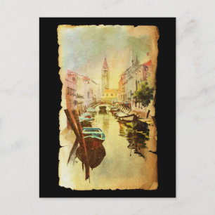 Blick auf den Kanal mit Booten und Gebäude Postkarte