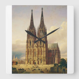 Blick auf den Kölner Dom gotische Majestät Quadratische Wanduhr
