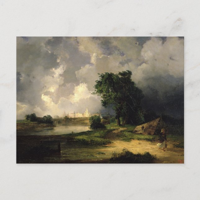 Blick auf den Kreml in schlechtem Wetter, 1851 Postkarte (Vorderseite)