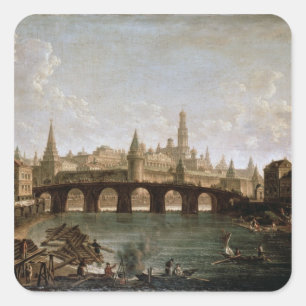 Blick auf den Kreml und die Kamenny Brücke Quadratischer Aufkleber