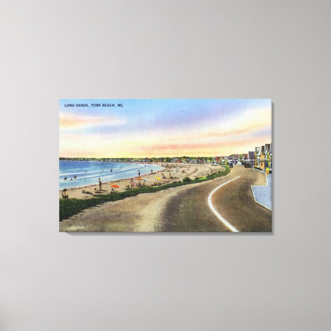 Blick auf den Long Sands am York Beach Leinwanddruck (Vorderseite)