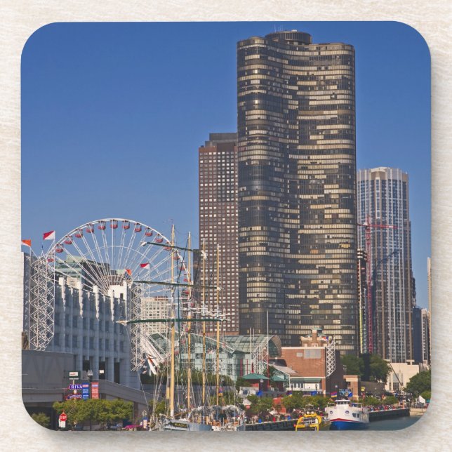 Blick auf den Marinepier von Chicago Getränkeuntersetzer (Vorderseite)