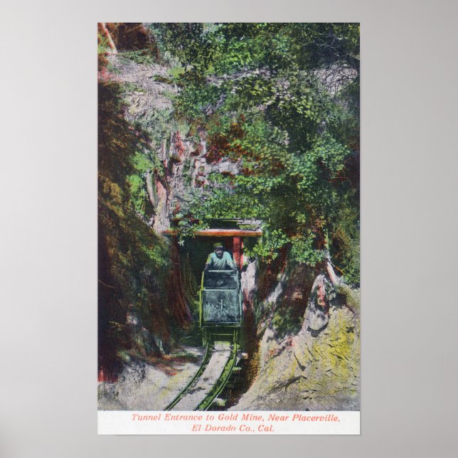 Blick auf den Miner Exiting Tunnel Eingang in Gold Poster (Vorne)