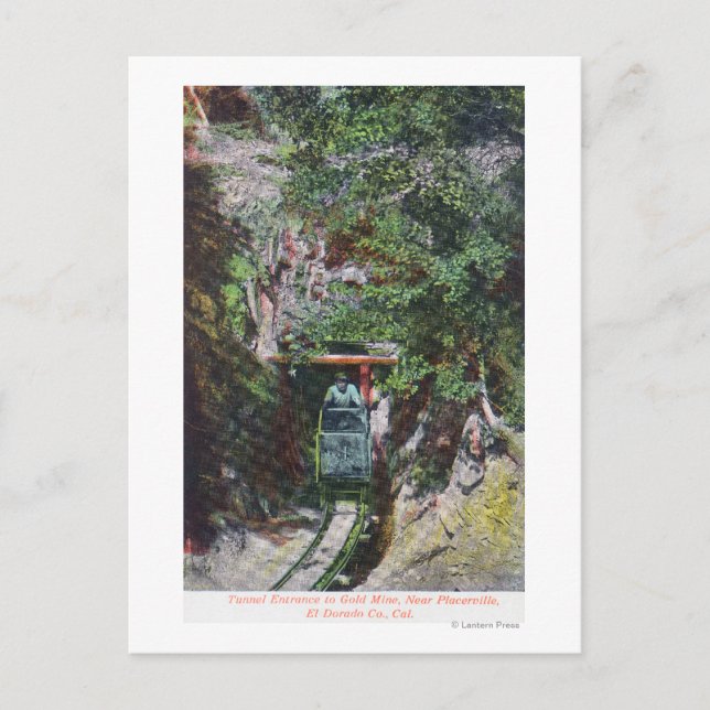 Blick auf den Miner Exiting Tunnel Eingang in Gold Postkarte (Vorderseite)