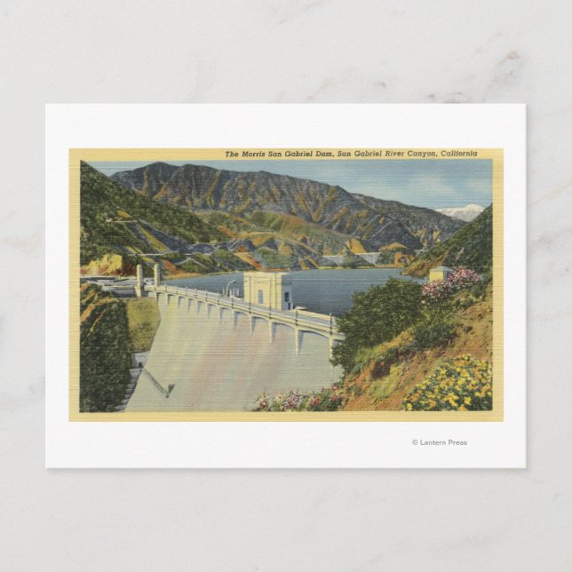 Blick auf den Morris San Gabriel Dam Postkarte (Vorderseite)
