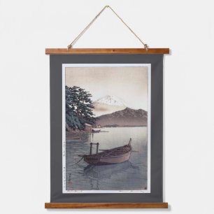 Blick auf den Mt. Fuji vom Nagahama Beach, Hasui Wandteppich Mit Holzrahmen