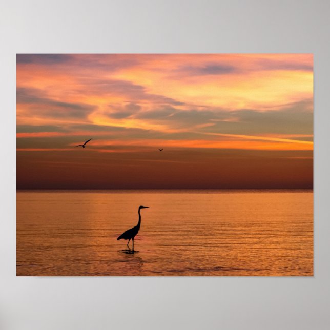 Blick auf den Ozean bei Sonnenuntergang Poster (Vorne)