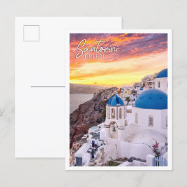 Blick auf den phantastischen Abend von Santorini I Postkarte
