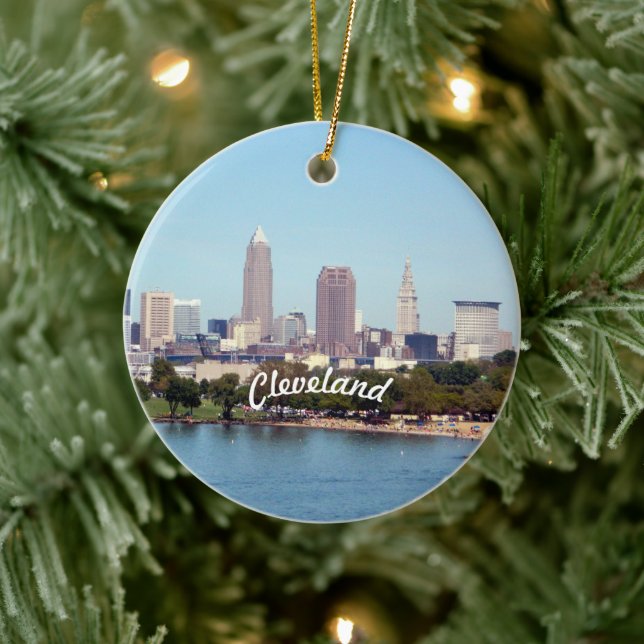 Blick auf den See Cleveland Keramik Ornament (Baum)