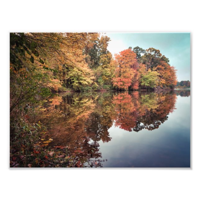 Blick auf den See im Herbst Fotodruck (Vorne)