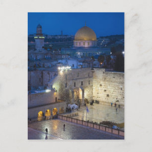 Blick auf den Western Wall Plaza, spätabends Postkarte