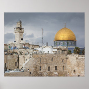 Blick auf den Western Wall Plaza, späten Nachmitta Poster