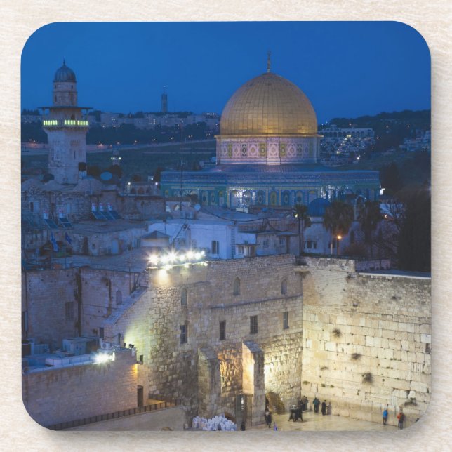 Blick auf den Western Wall Plaza, später Abend Untersetzer (Vorderseite)