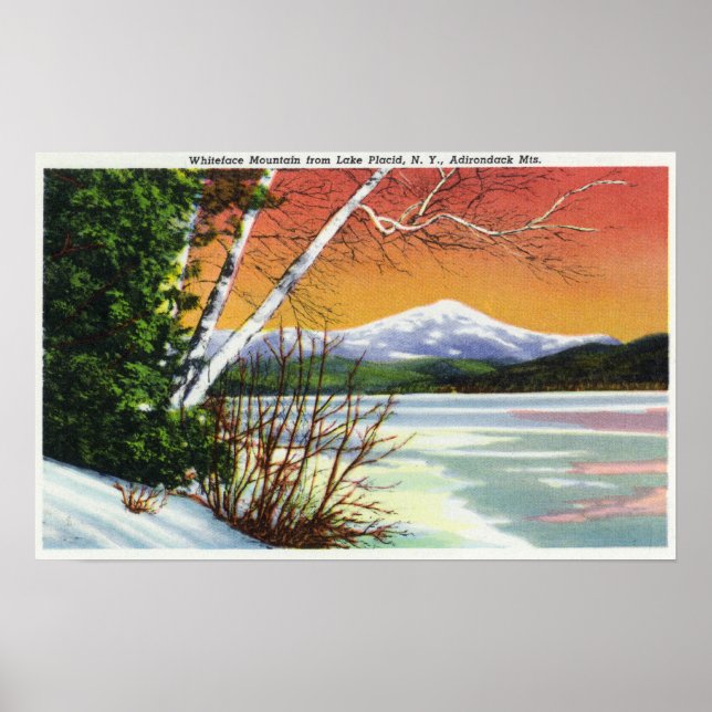 Blick auf den Whiteface Mountain vom Lake in Poster (Vorne)