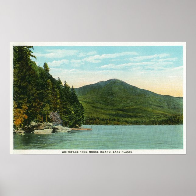 Blick auf den Whiteface Mountain von der Elseninse Poster (Vorne)
