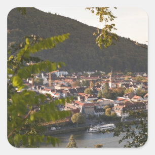 Blick auf die Altstadt von Heidelberg Quadratischer Aufkleber