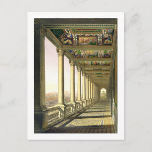 Blick auf die dritte Etage Loggia im Vatikan, mit Postkarte