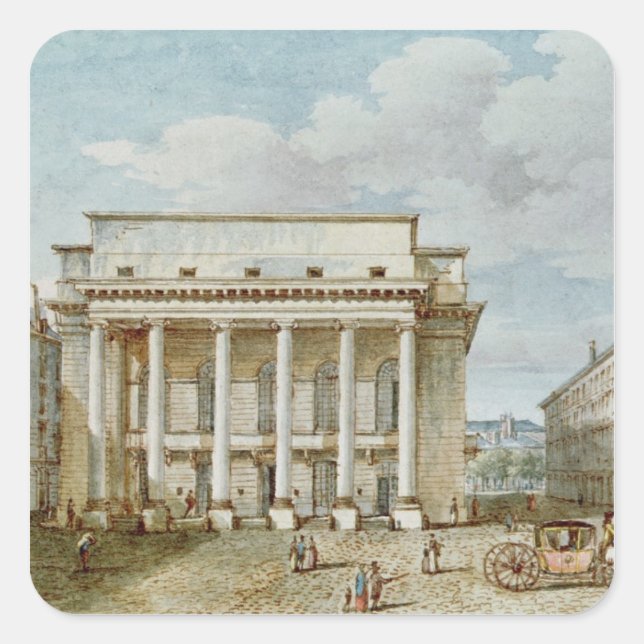 Blick auf die Fassade des Theaters Italien Quadratischer Aufkleber (Vorderseite)