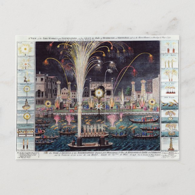 Blick auf die Feuerwerkskörper und die Illuminatio Postkarte (Vorderseite)