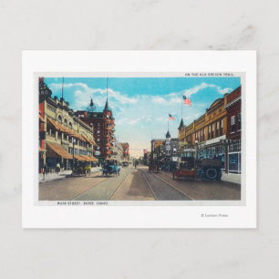 Blick auf die Hauptstraße mit Model-T Ford Cars Postkarte