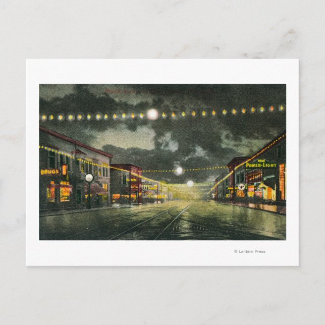 Blick auf die Hewitt Avenue in der Nacht Postkarte (Vorderseite)