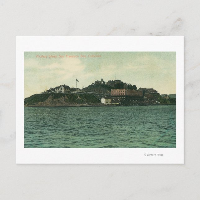 Blick auf die Insel Alcatraz und das Gefängnis Postkarte (Vorderseite)