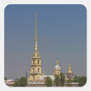 Blick auf die Kathedrale der Heiligen Peter und Pa Quadratischer Aufkleber