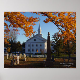 Blick auf die Kirche vom Friedhof Goldenes Herbstl Poster